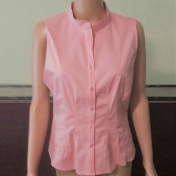 Worthington Creamy Pink Sleeveless Button Down Shirt Size 8 NWT - Picture 2 of 5
